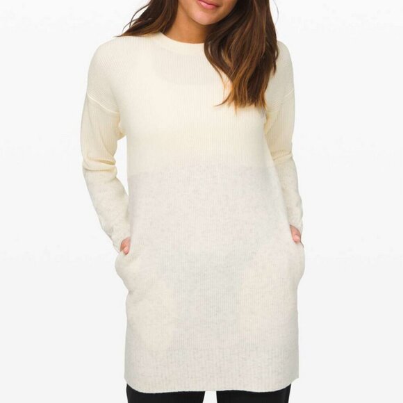 lululemon athletica Dresses & Skirts - Lululemon Restful Intention Ribbed Sweater Dress Angel Wing Cashmere Wool Blend